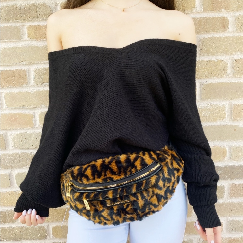 Michael Kors Waist Bag Fanny Pack MK Leopard Black - Picture 3 of 8